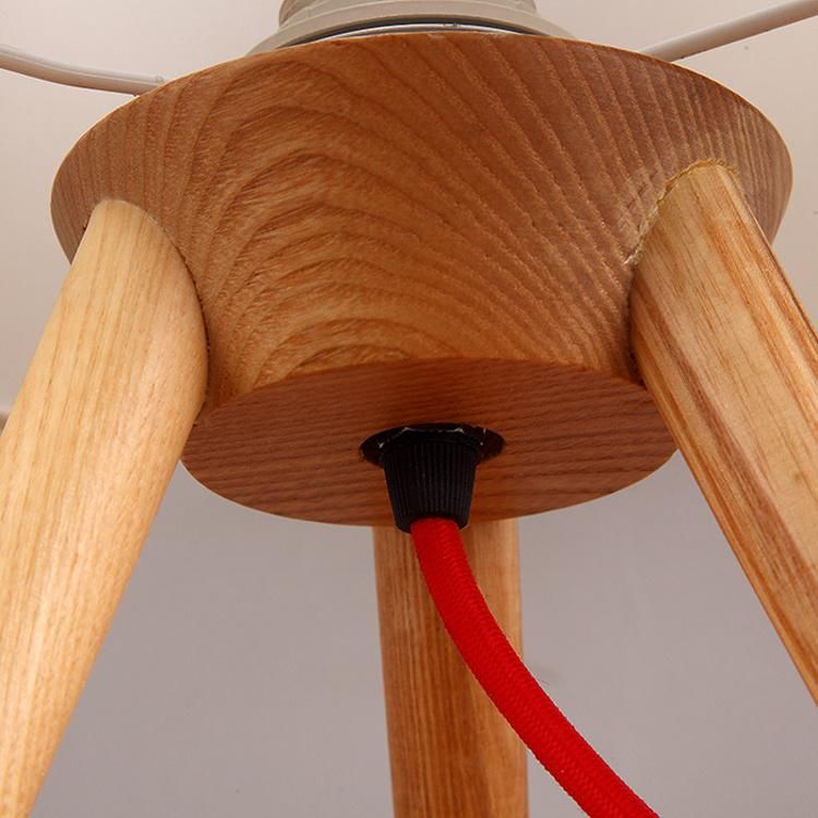 Table Lamp with Fabric Shade and Wooden Base Light