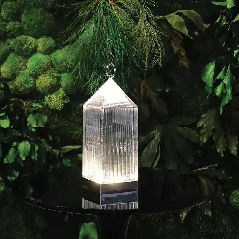 Acrylic Crystal Table Lamp Italian Battery Lantern Restaurant Cordless Portable Rechargeable Restaurant Table Light Novelty Style Desk Lamps Luxury Table Lamps