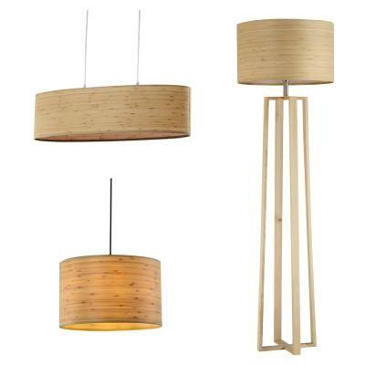 Nature Faux Wood Rice Paper Lamp Shade Floor Lamp and Table Lamp, Pendant Lamp CE