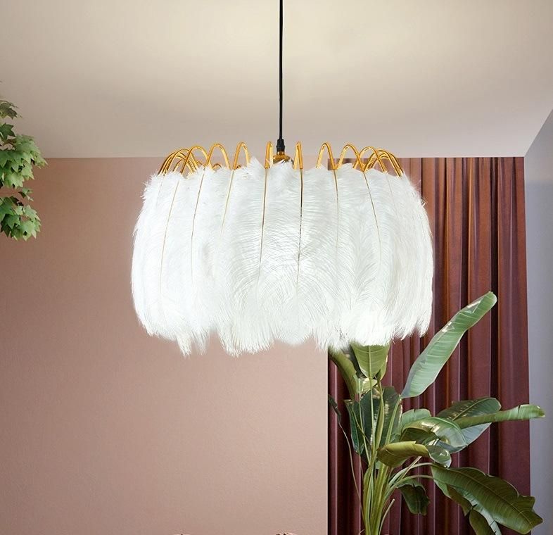 Large Art Decoration Hanging Lamp Feather Chandelier or Feather Pendant Lamp for Villa or Hotel