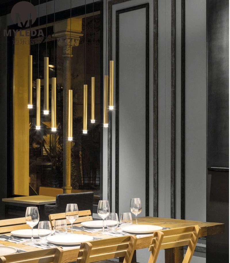 Hotel Modern Acrylic Brass Stainless Steel LED Hanging Pendant Light