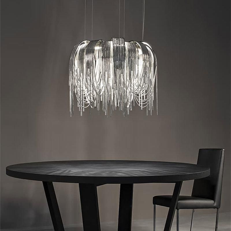 2022 Modern Restaurant Lamp LED Hotel Crystal Chandelier Luxury Home Pendant Light Contemporary Oval Aluminum Chain Chandelier