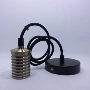 E27 Lampholder Electrical Aluminum Pendant Lamp Cord Kit with Black Ceiling Rose