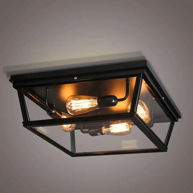 Flush Industrial Ceiling Lights Loft Square Ceiling Lamp Fixtures (WH-LA-06)