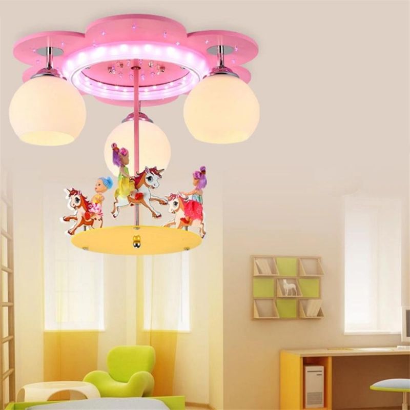 Modern Pink Ceiling Lights Deco Living Room Children Cartoon Princess Chandelier (WH-MA-154)