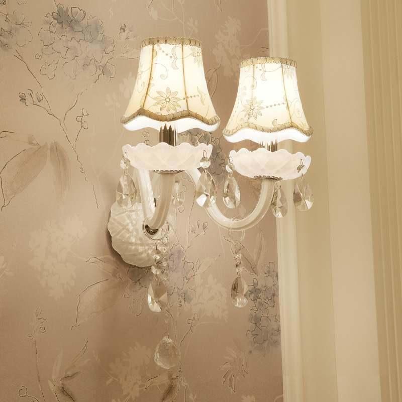 Modern Design LED Luxury Hanging K9 Crystal White Wall Lamps Bedroom Headboard Wall Sconce (WH-OR-162)