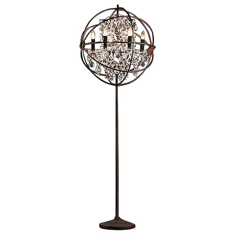 Round Crystal Elegant Retro Type Iron Floor Lamp and Crystal Black Floor Lamp (WH-VFL-08)