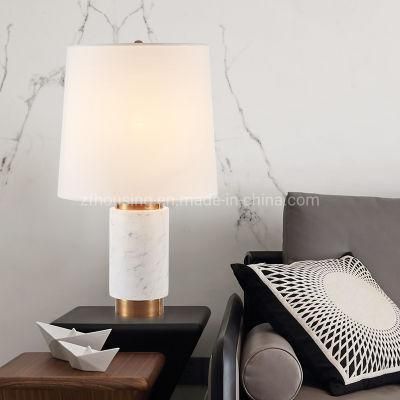 Hotel Decorative Reading LED Marble Table Lamp with Fabric Lampshade Zf-Cl-014
