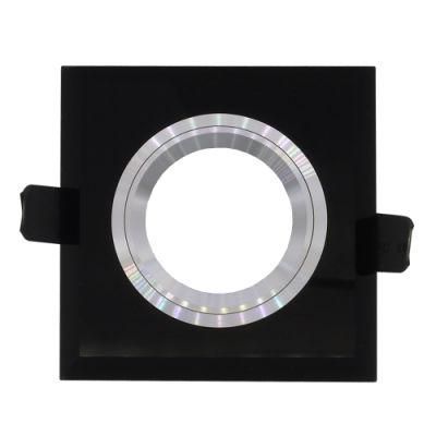 Black Crystal Square Fixed Lighting Fixture GU10 MR16 Downlight Housing Holder (LT2123)