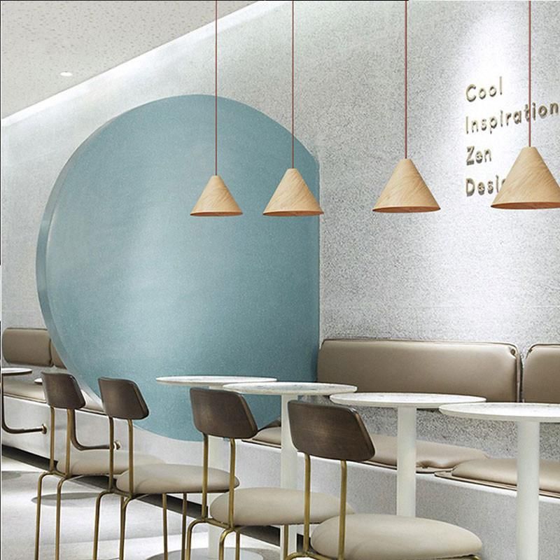 Modern Small Pendant Lights Loft for Hall Porch Nordic Kelsey Wooden Cone Pendant Lamp (WH-AP-292)