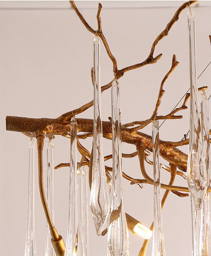 Modern Hotel Copper Crystal Chandelier Lighting for Hotel Lobby, Restaurant, Coffee Club