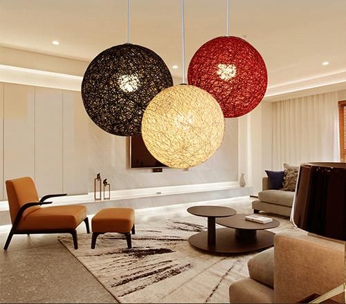 Modern Simple Indoor Hanging Pendant Lamp with Rattan for Bedroom