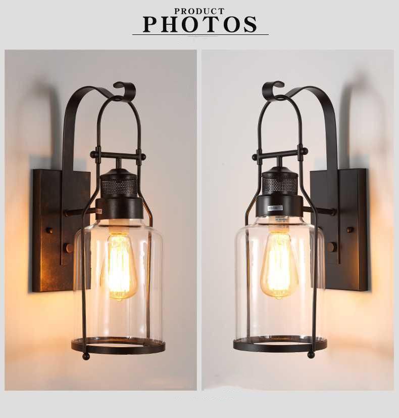 Loft Retro Iron Garden Yard Wall Lamp Balcony Glass Outdoor Wall Light (WH-VR-42)