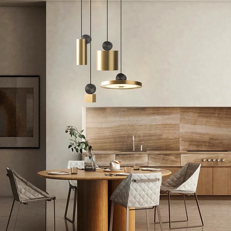 Postmodern Bar Small Chandelier Simple Model Room Bedroom Bedside Lamp Hotel Restaurant Nordic Bronze Pendant Light