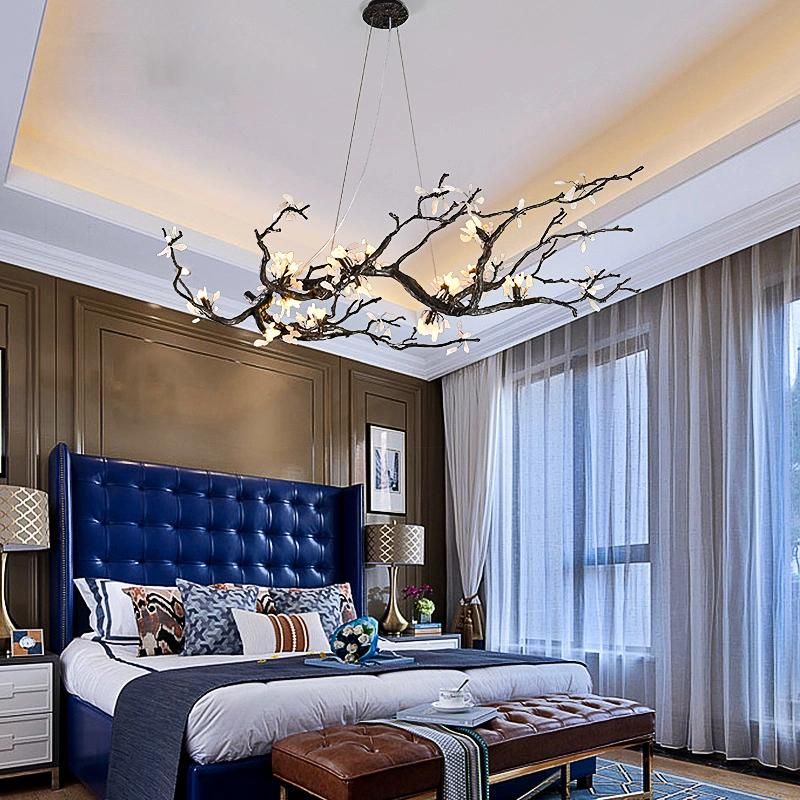 Chinese Style Dining Room Light with Brass Branch Plum Chandelier