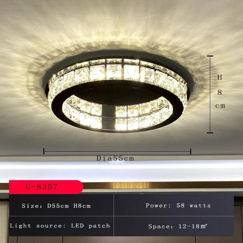 Modern Living Room Lamp Dining Room LED Ceiling Lamp Black Round Crystal Lamp (WH-CA-59)