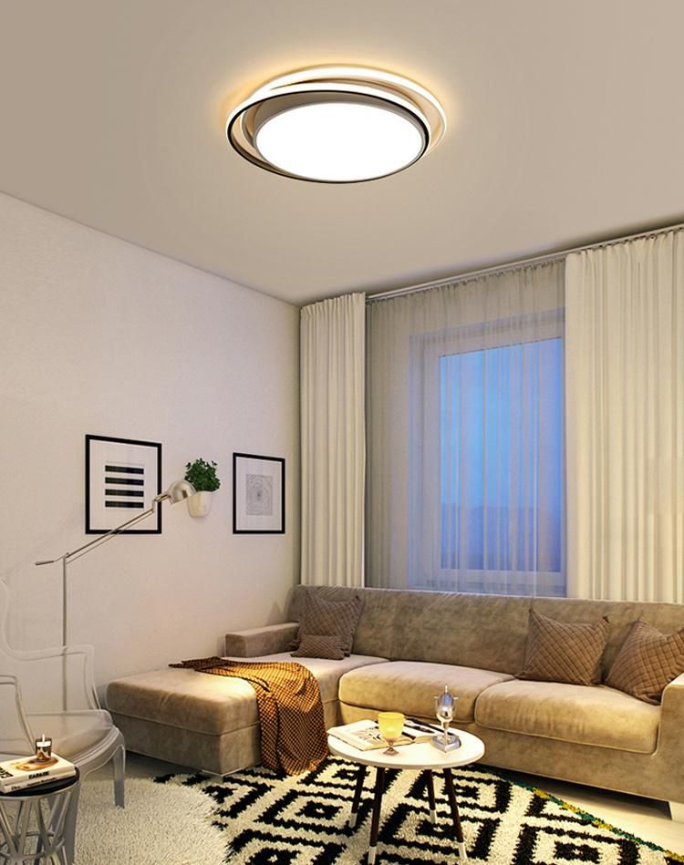 Modern Decorative LED Ceiling Lamp Light with Black and White Double Frame, Good for Living Room, Bedroom, Corridor