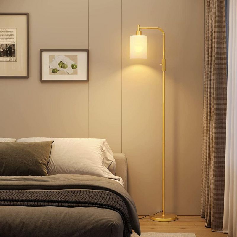 Industrial Tall Standing Lighting Living Room Modern Floor Lamp with 3-Color Temperature LED Light Bulb White Frosted Hanging Glass Shade