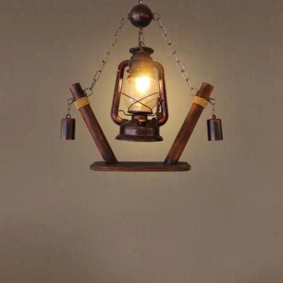 Industrial Retro Rustic Pendant Light Cafe Design Kerosene E27 Lamp Holder Wood Pendent Light (WH-VP-128)