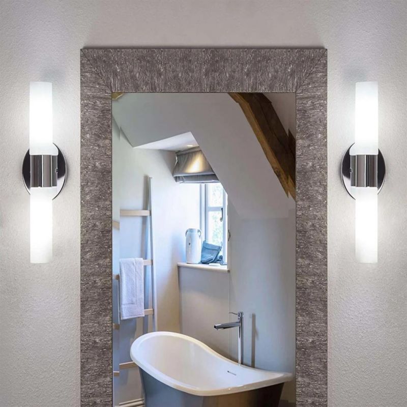 Duo Modern Wall Sconces with Frosted Glass Shades for Bathroom Vanity Chrome