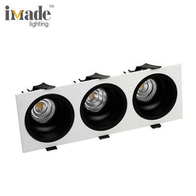 OEM Made in China 3X10W 3X15W Triple Head Aluminum Recessed &amp; Surface Mounted 3000K Office Commerical LED Downlight