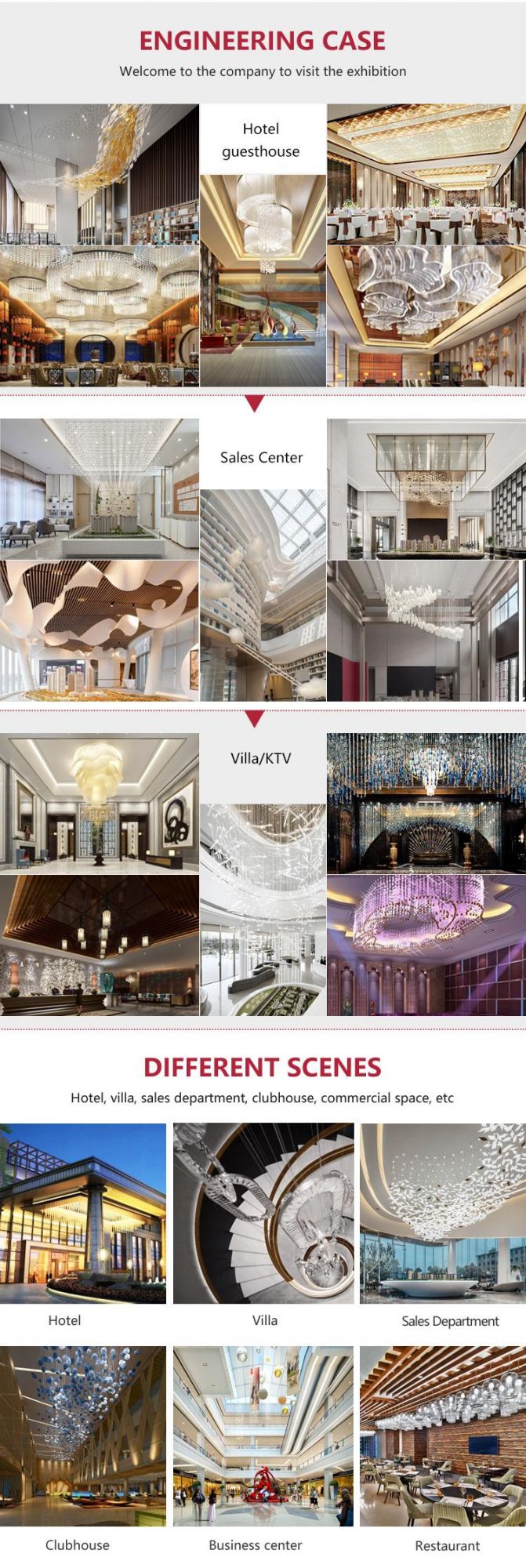 Large Custom Hotel Villa Lobby Luxury LED Chandelier