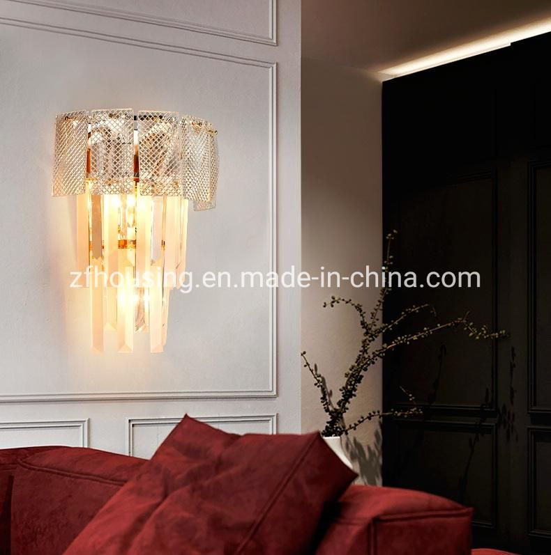 The Latest Golden Luxury European Hotel Living Room Light Crystal Glass Wall Lamp