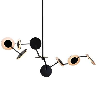 Modern Black Metal Geometry Linear Pendant Lamp