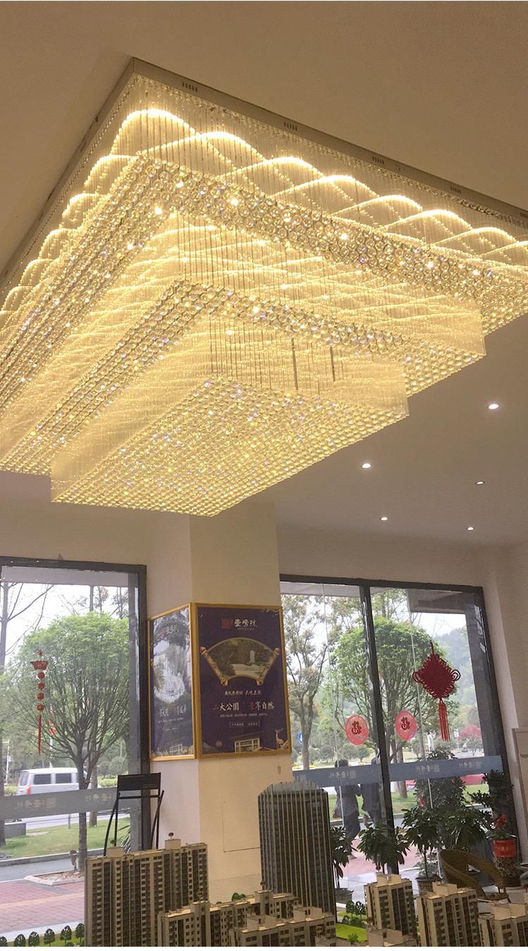 Luxury Light Fixture Modern Stair Hotel Banquet Hall Project Custom Ceiling Chandelier Lamp