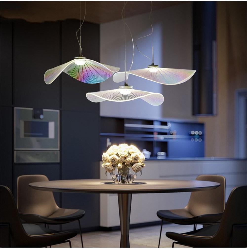 Simple Modern Transparent Colorful Acrylic Pendant Light Nordic Restaurant Kitchen Hanging Lamps Living Room Home Decor Hanglamp