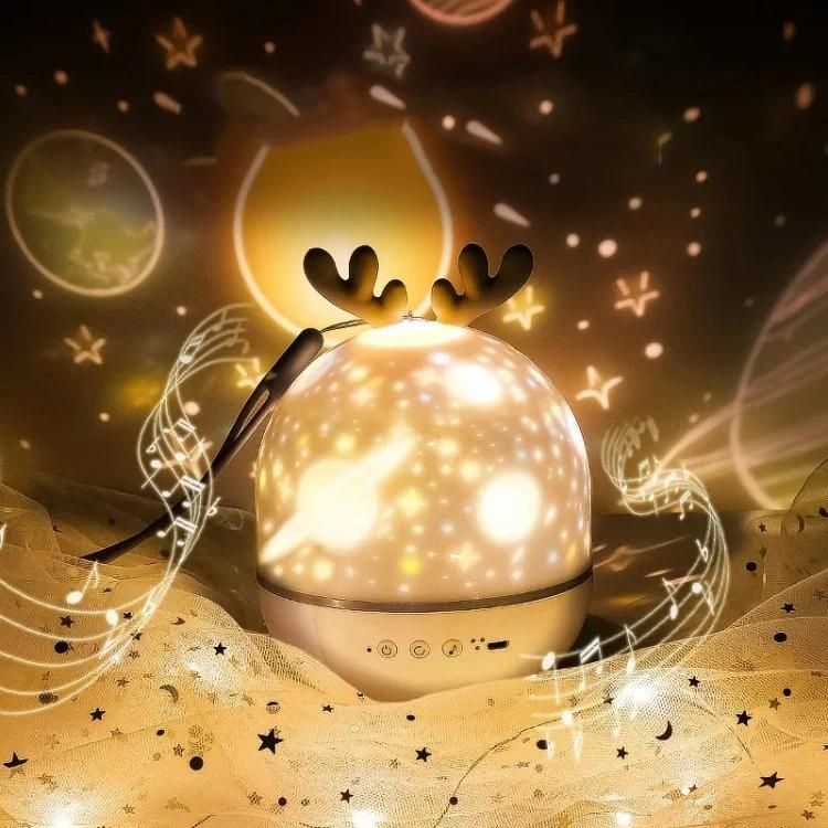Cute Gift USB Rechargeable Music Sky Star Rotate Remote Control LED Projector Night Light Table Lamp