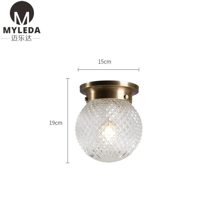 Brass Semi Flush Industrial Ceiling Light Glass Globe Lighting