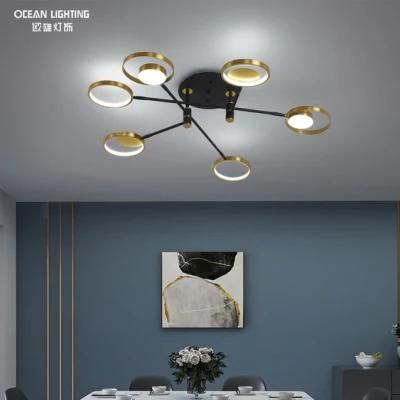 Ocean Lighting Bedroom Black+Gold Customized Metal Acrylic LED Modern Ceiling Lights