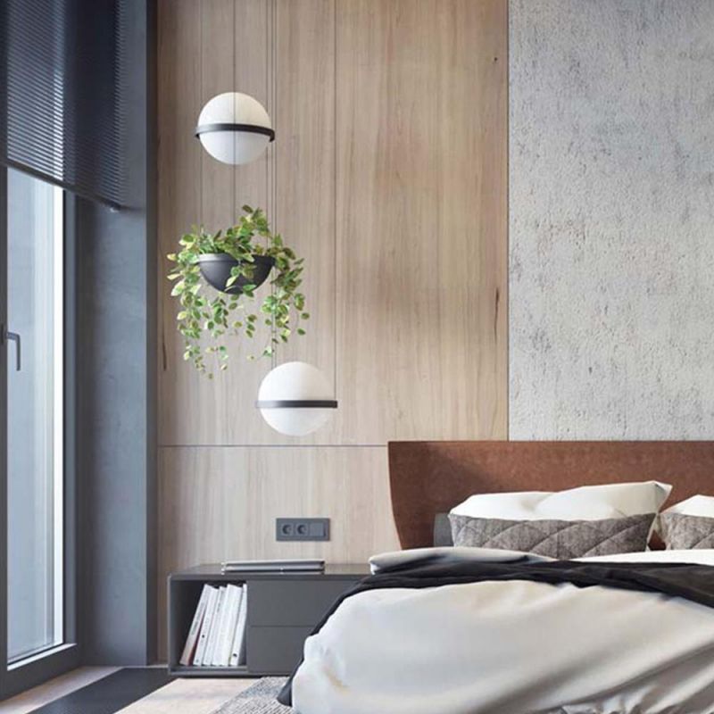 Plant Pendant Lights Modern Long Cord Plants Deco Chandelier Hanging Glass Ball Light (WH-GP-50)