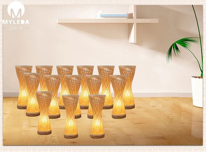 Modern Bedside Reading LED Classicon Bamboo Lantern Light Table Lamp