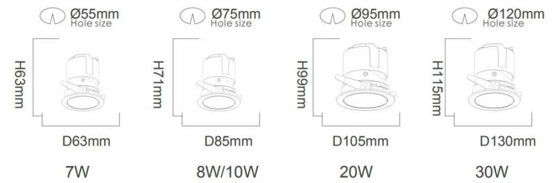 7W Embedded LED Spotlight COB Deep Anti-Glare Wall Washer Lamp High-End Hotel Project Villa Spotlight