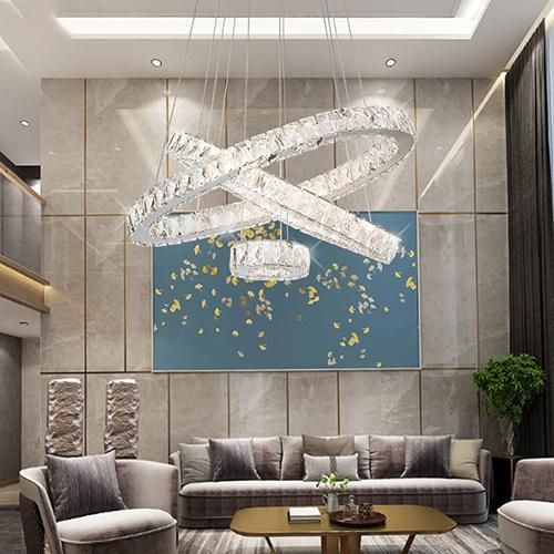 Home Lighting Pendant Lamp Indoor Modern Crystal Light 5 Circle for Room Decorative