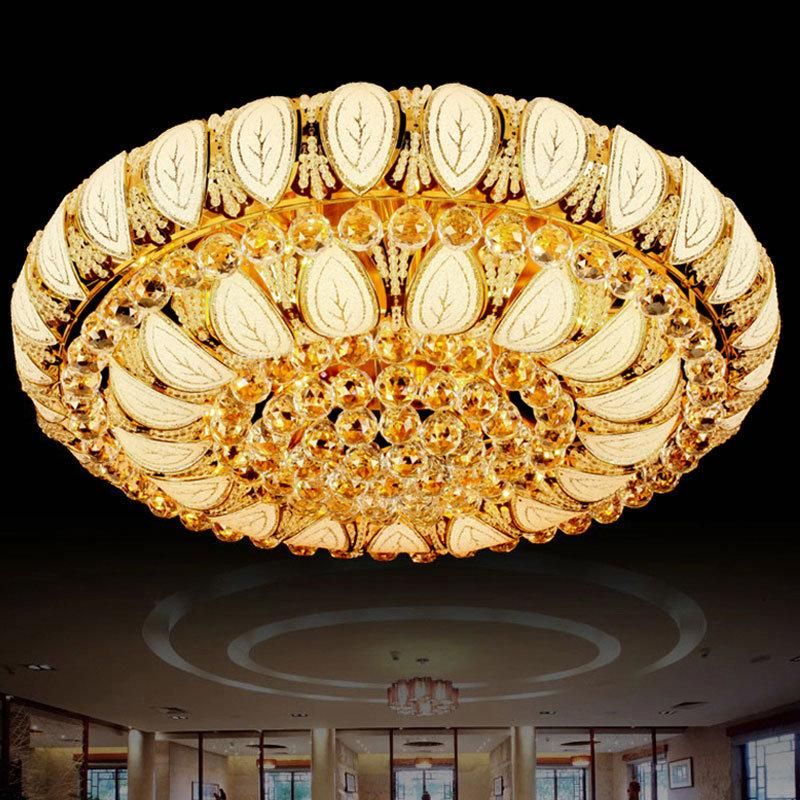 Round Gold Flush Crystal Ceiling Lights Lamp Fixtures for Indoor Home Lighting Fixtures (WH-CA-10)