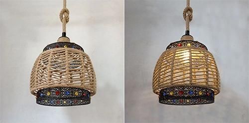 Indoor Lighting Pendant Lamp Rattan Pendant Light Hemp Rope Kitchen Pendant Lighting