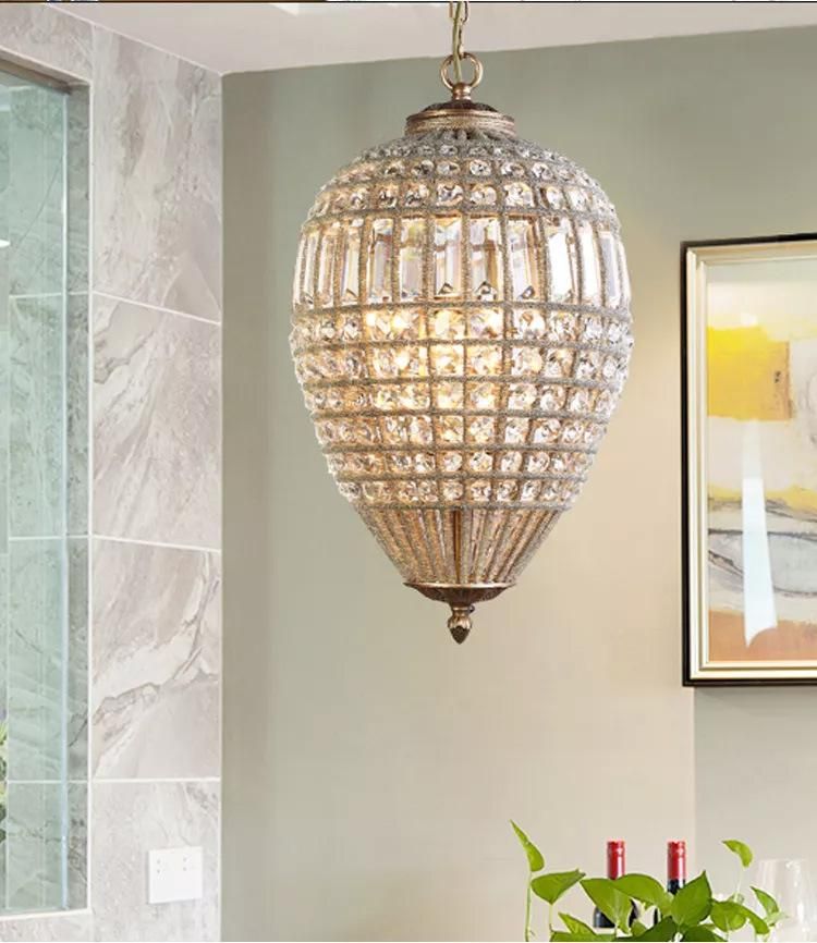 Modern American Living Room Decoration K9 Clear Crystal Pendant Lamp