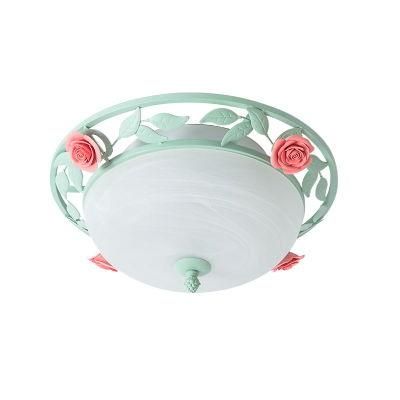 European Rural LED Glass Flowers Ceiling Lamp for Living Room, Creative Ceiling Dining Room