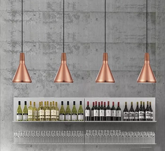 Contemporary Kitchen Metal Hanginglighting Pendant Lamp in Brushed Rose Brass for Hotel Restaurant, Dining Room, Club