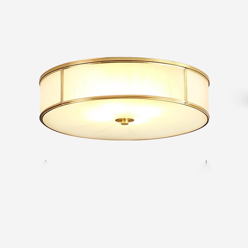 Round Copper Glass Lampshade Ceiling Light Warm Bedroom Lamp Simple Study Light