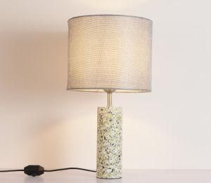 Terrazzo Bedroom Desk Lamps with Linen Lampshade, E26 Socket
