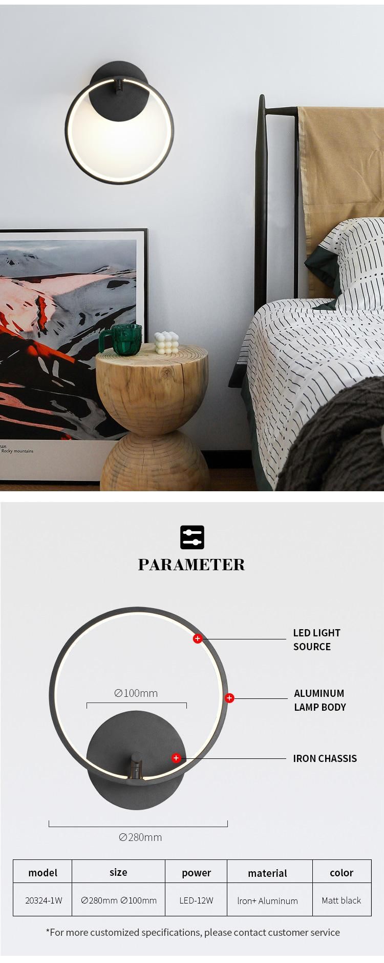 Cheap Freight Price Bedroom Hotel Decorative Beside Modern Designer Indoor LED Wall Light