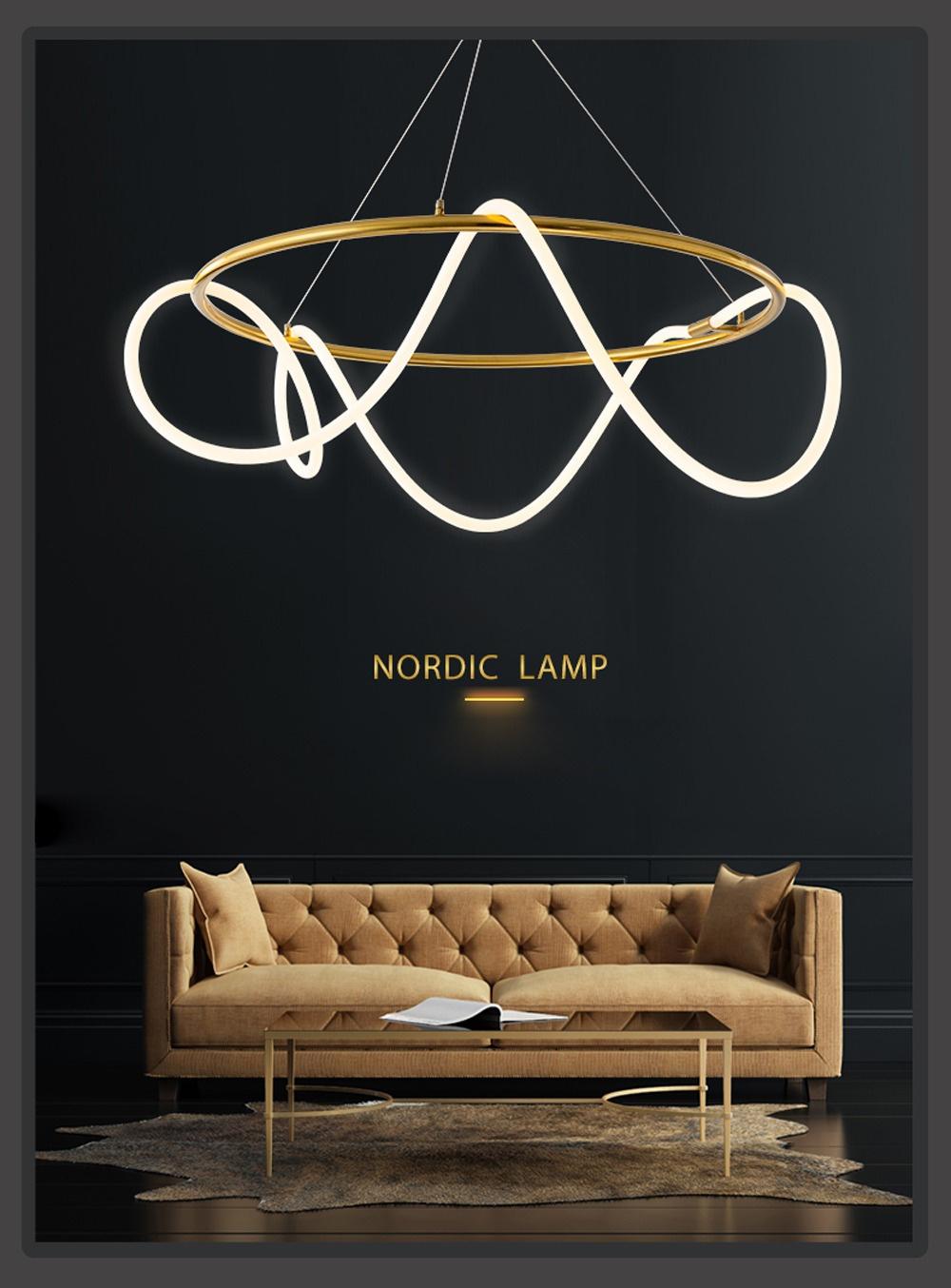 Nordic Postmodern Minimalist Light Luxury Strip Restaurant Chandelier Designer Simple Bar Living Room Line Note Chandelier