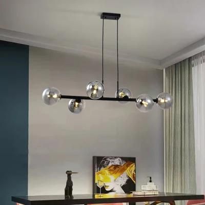 LED Modern Indoor Northern Europe Style Lamp Decorative Drawing Room Glass Lampshade Black Ceiling Chandelier Pendant Light