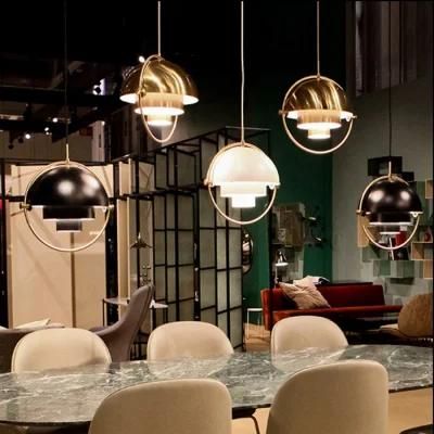 Modern Dining Room Hanging Light with Adjustable Metal Shade in Black, Brass, Gold