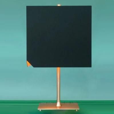 Outer Black and Inner Gold Metal Shade Square Fluorescent Type Table Lamp