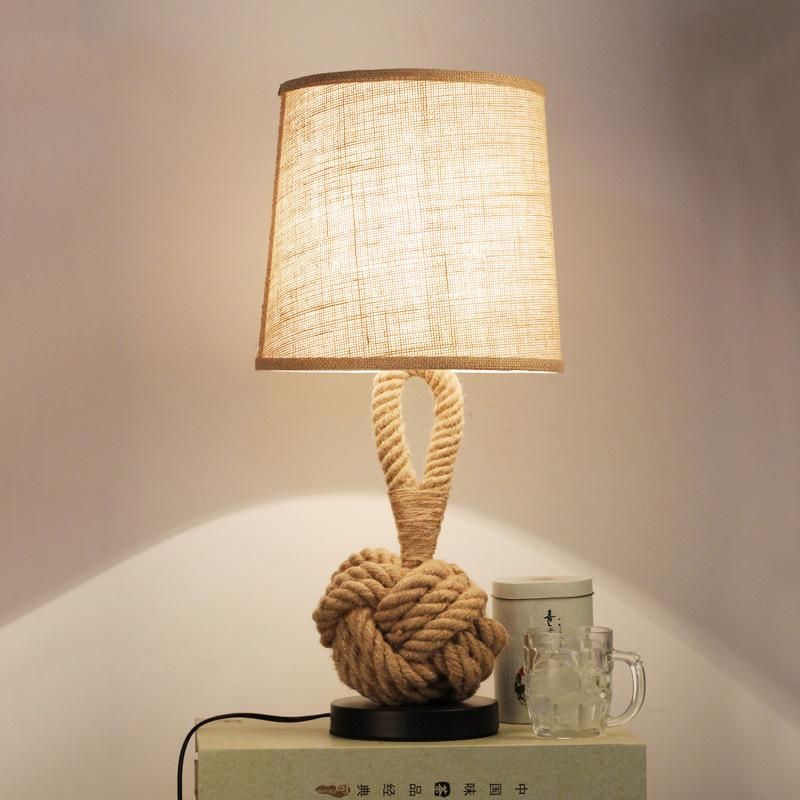American Table Lamp Retro Rope Cloth Loft Art Bedside Lamp Bedroom Rope Table Light (WH-VTB-33)